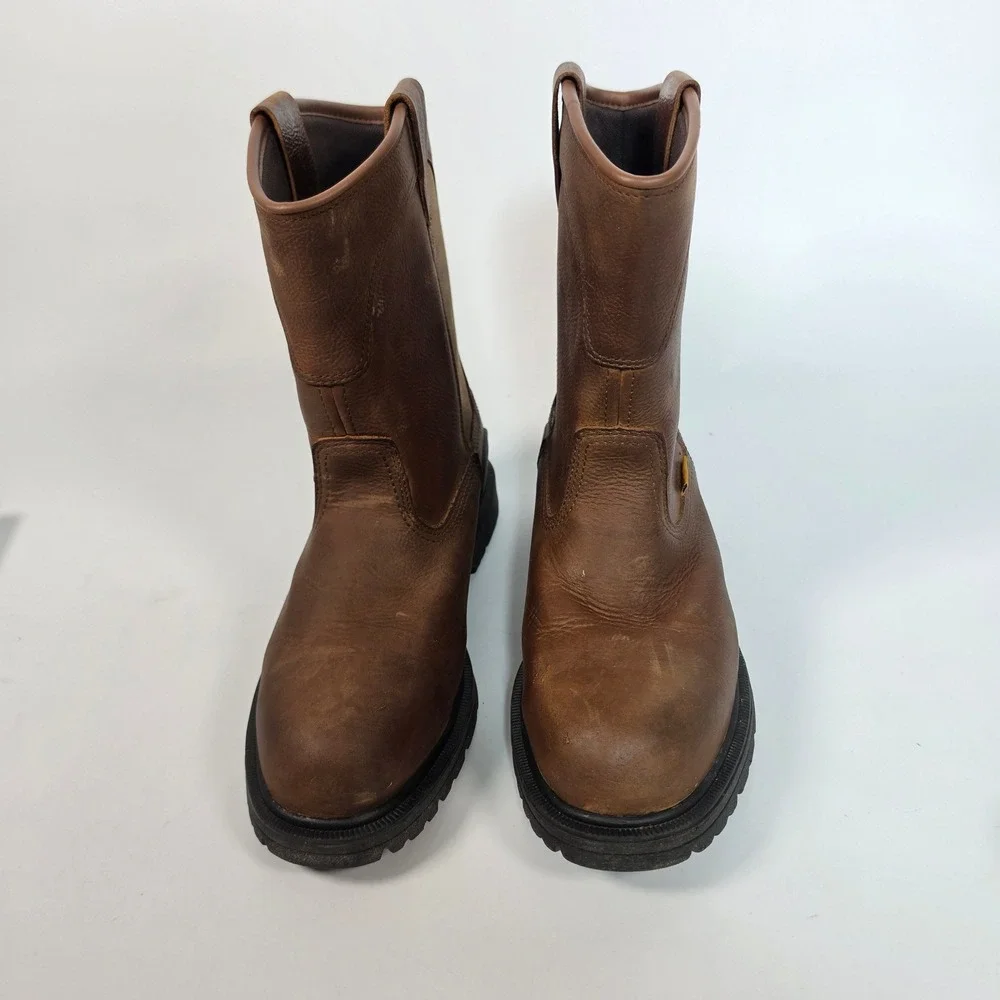 Herman Survivors Bison Mens 9 Brown Waterproof Steel Toe Pull On Work Boots
